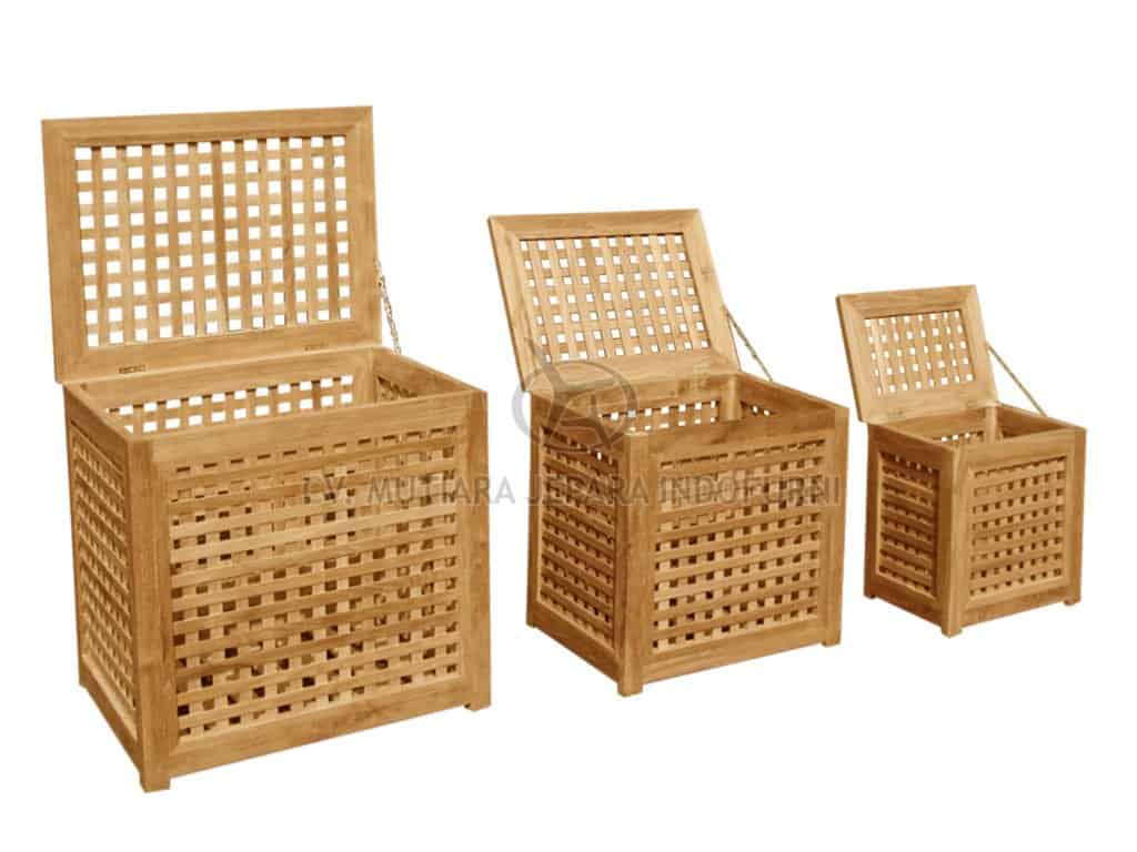 Wood Laundry Bin Set