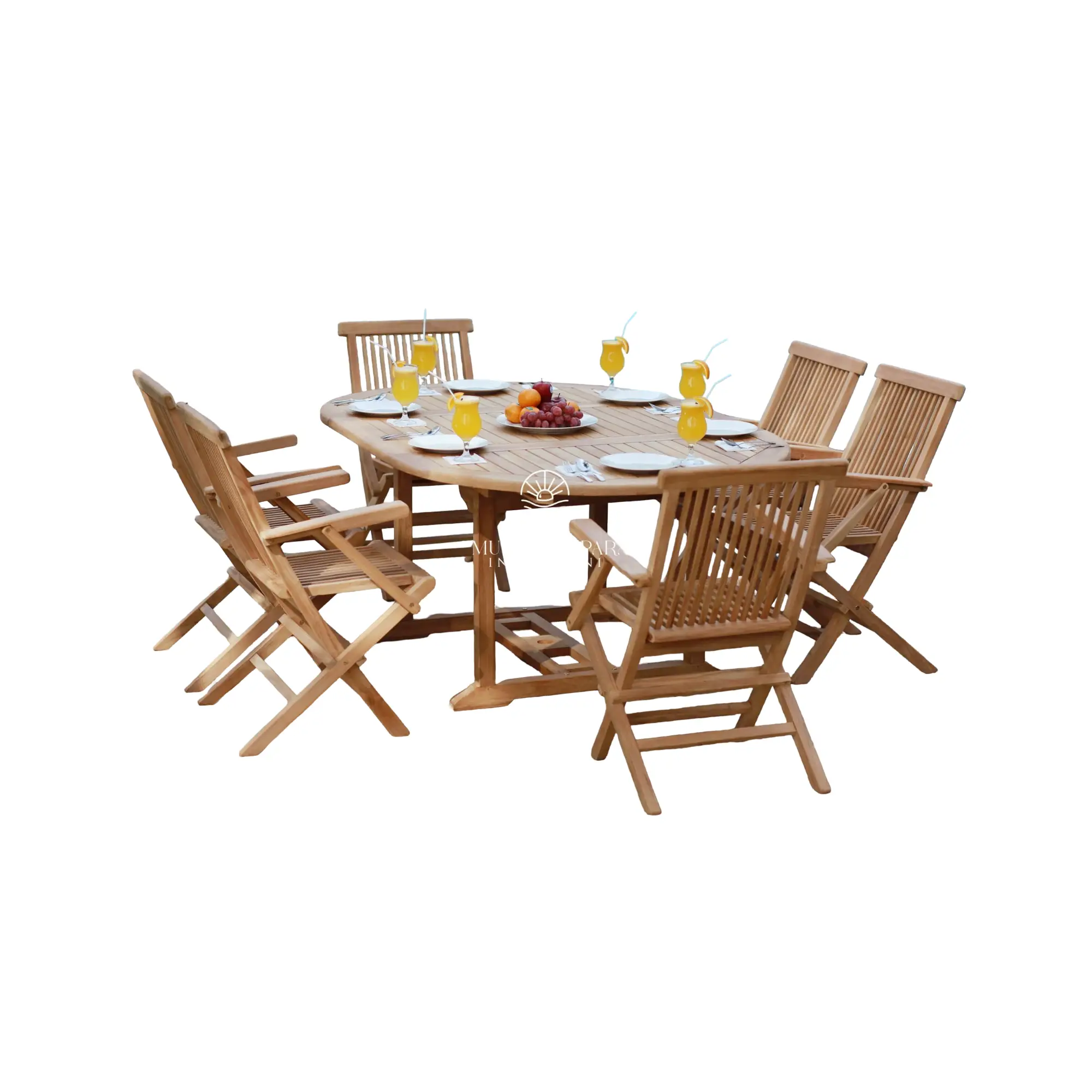 Garden Furniture Sets – Classic Folding Arm Chair & Oval Extend Table