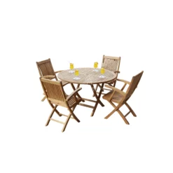 Patio Furniture Set – Kiffa Folding Arm Chair & Round Easy Fold Table