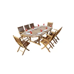 Outdoor Furniture Sets – Kiffa Folding Arm Chair & Oval Extend Table