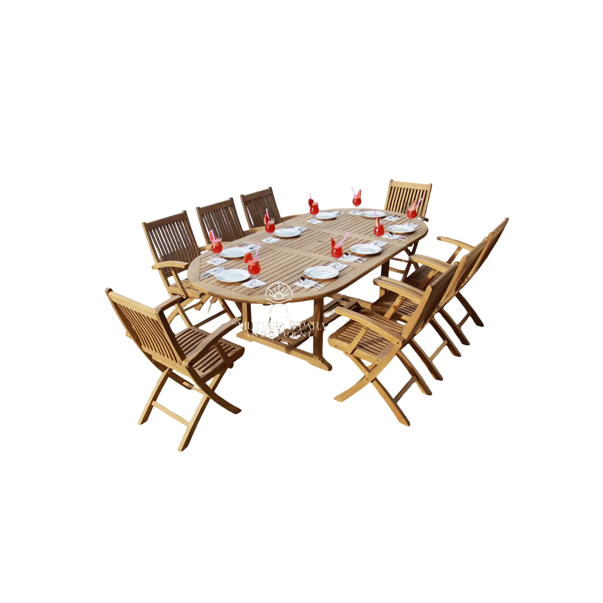 Outdoor Furniture Sets – Kiffa Folding Arm Chair & Oval Extend Table