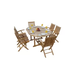 Outdoor Furniture Sets – Kiffa Folding Arm Chair & Oval Extend Table