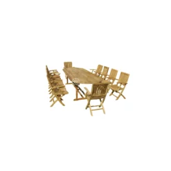 Teak Outdoor Furniture Sets – Toraja Folding Arm Chair & Oval Double Extend Table