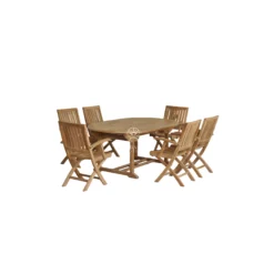 Garden Furniture Sets – Toraja Folding Arm Chair & Oval Extend Table