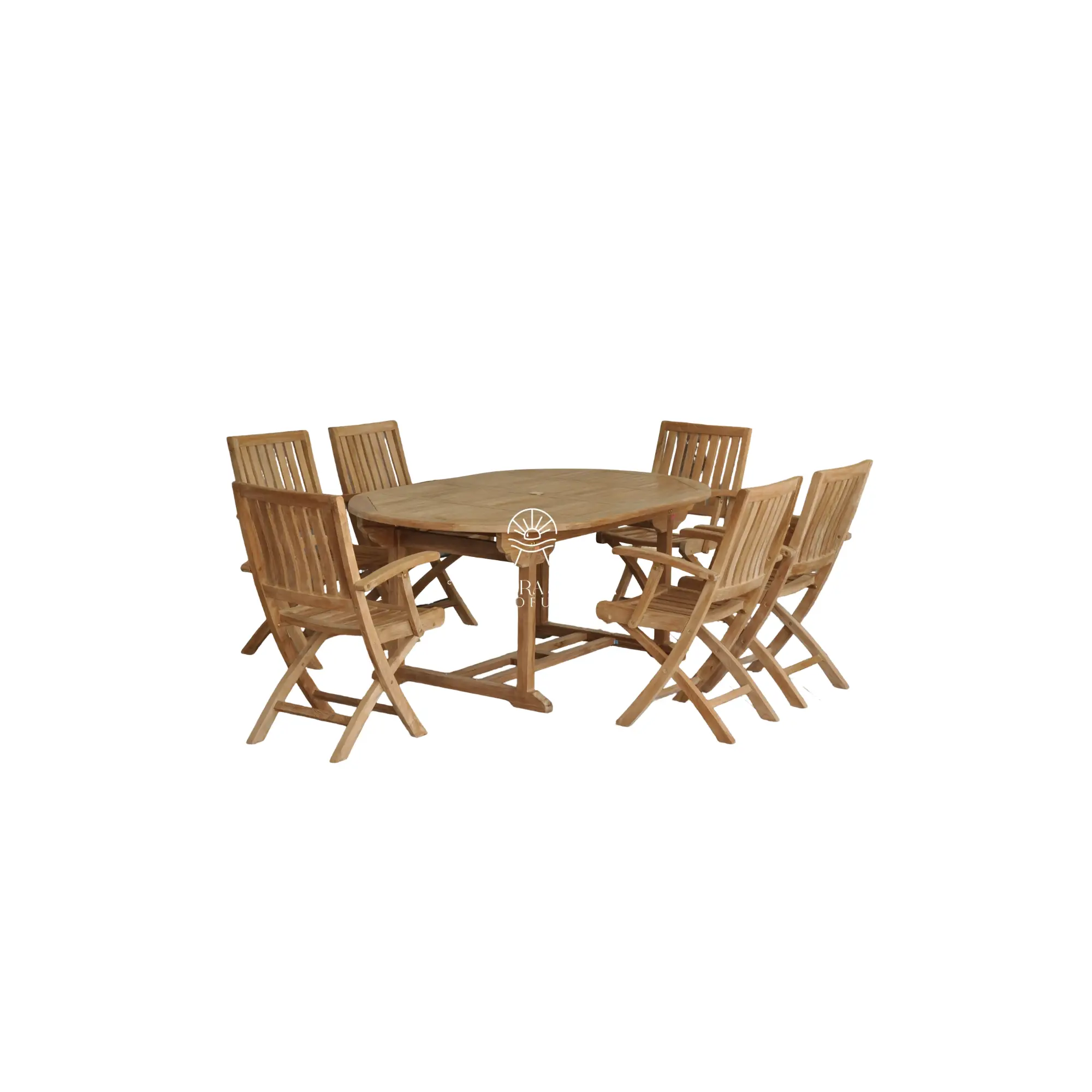 Garden Furniture Sets – Toraja Folding Arm Chair & Oval Extend Table