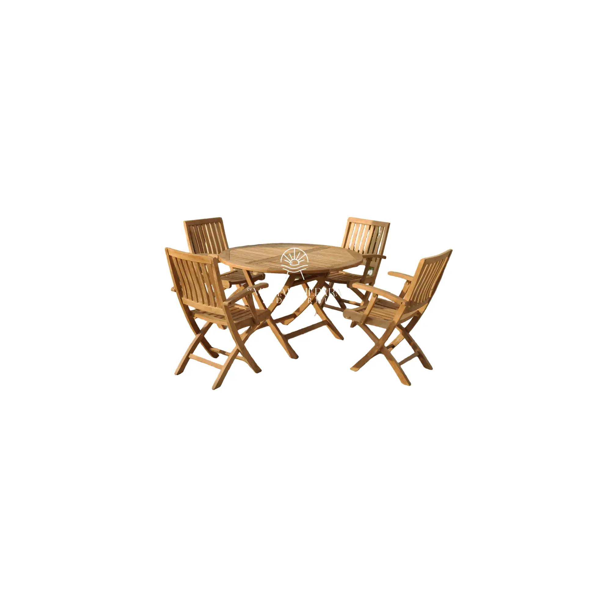 Patio Furniture Set – Toraja Folding Arm Chair & Round Easy Fold Table