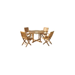 Patio Furniture Set – Toraja Folding Arm Chair & Round Table Fixed