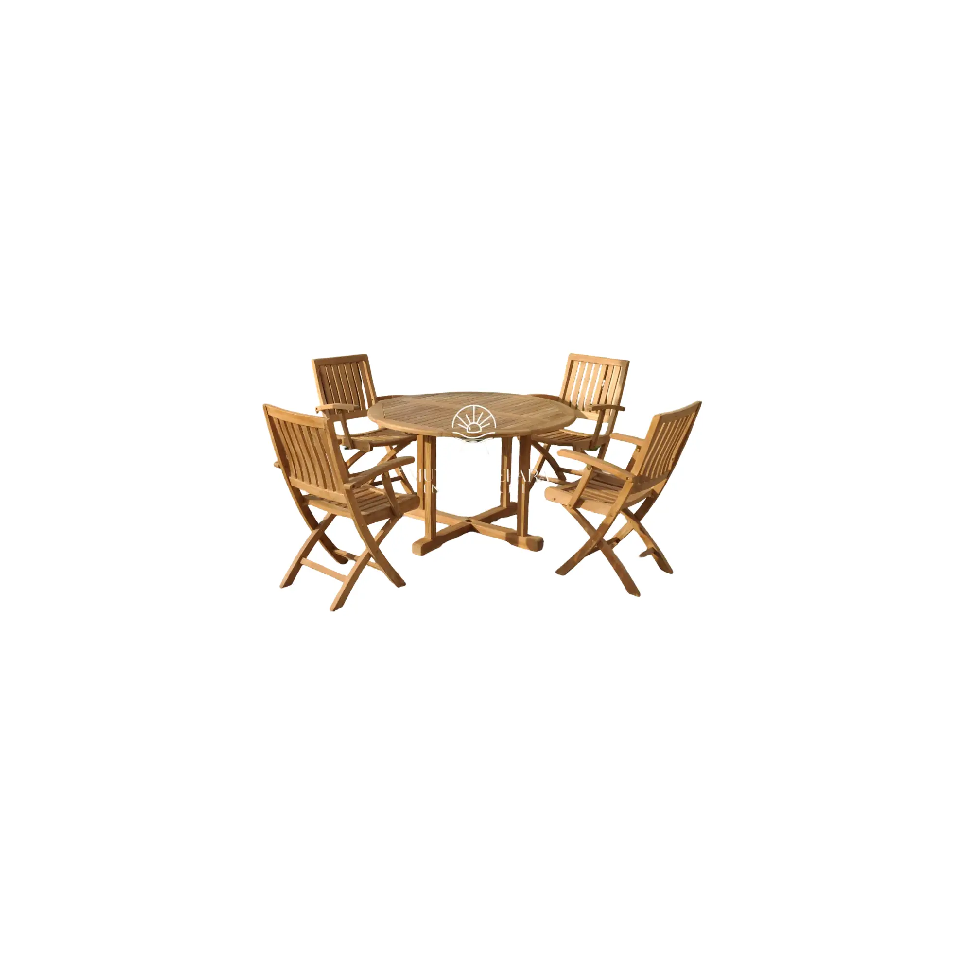 Patio Furniture Set – Toraja Folding Arm Chair & Round Table Fixed