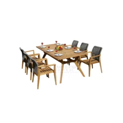 Viola Teak Dining Set with Rope - Modern Indonesia Patio Furniture